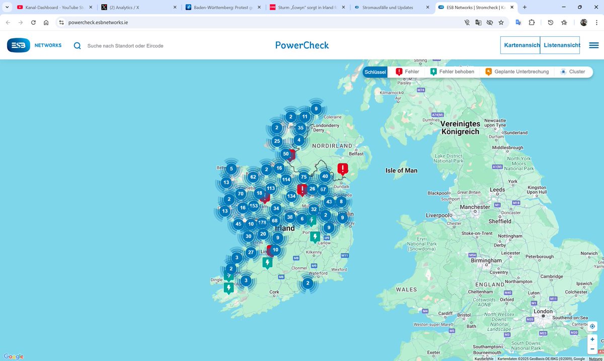 Immer noch Blackout in Irland.
Seit 6 Tagen ohne Strom, teils ohne Wasser.
Von den 725.000 Haushalten, sind mmer noch 133.000  ohne Strom und es dauert an.
Keine Heizung, Kein Supermarkt, kein Wasser, keine Klospülung. Keine Arztpraxis uvm.... 
Bist du auf sowas vorbereitet?