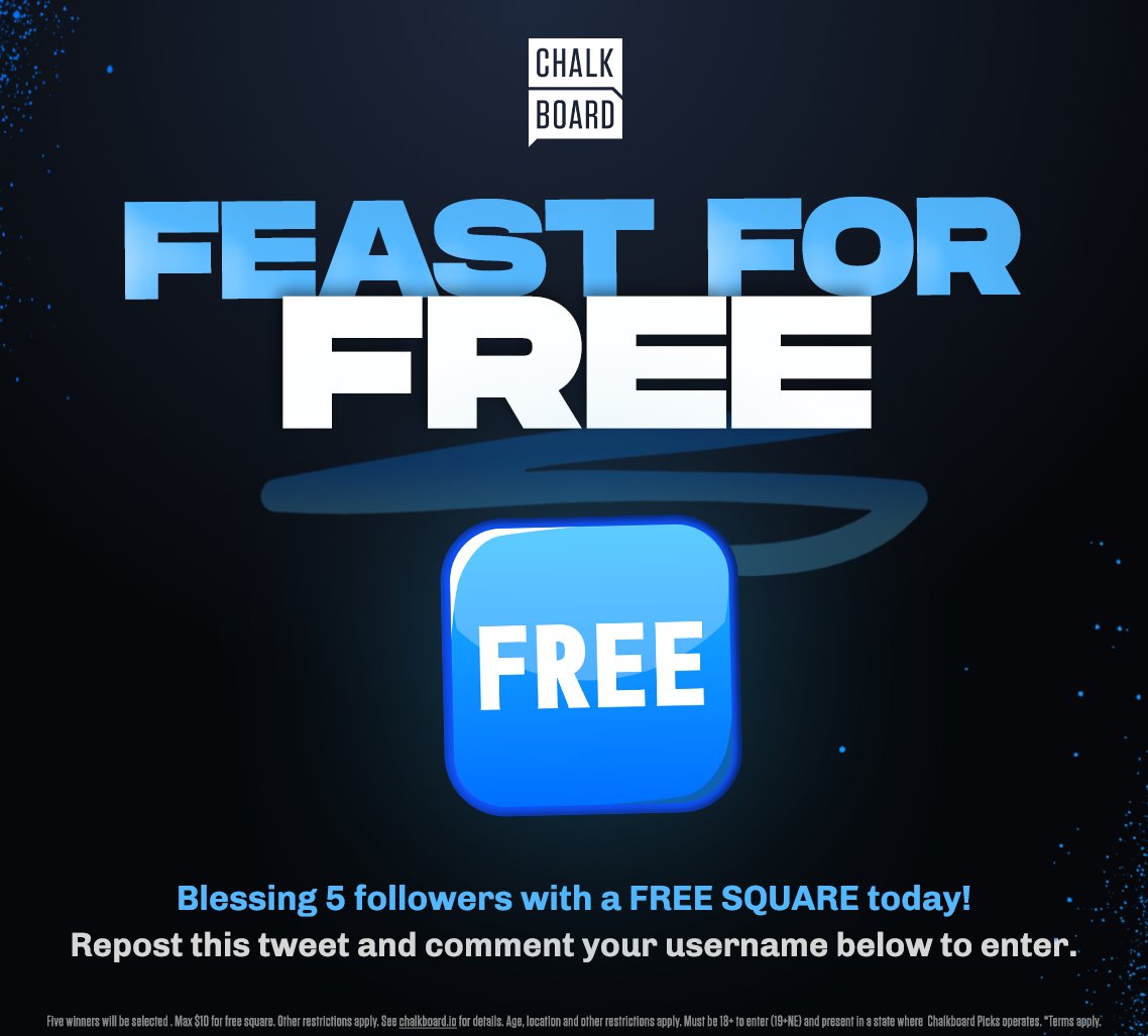 ChalkboardHQ's tweet image. FEAST FOR FREE 🍴

We're giving 5 followers a FREE SQUARE today! 🆓 

Just repost this tweet &amp;amp; comment your username below to enter!