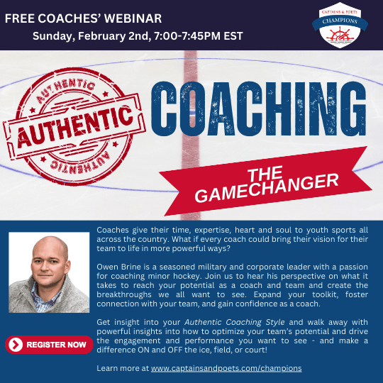 GTHLHockey's tweet photo. Captains & Poets is pleased to be offering a FREE webinar for coaches across the country this Sunday, February 2! Coaches will receive 3⃣ professional development points.
🔗REGISTER | https://t.co/o1CxzGyZDy
#GTHLDevelopment https://t.co/J3eZbaAS39