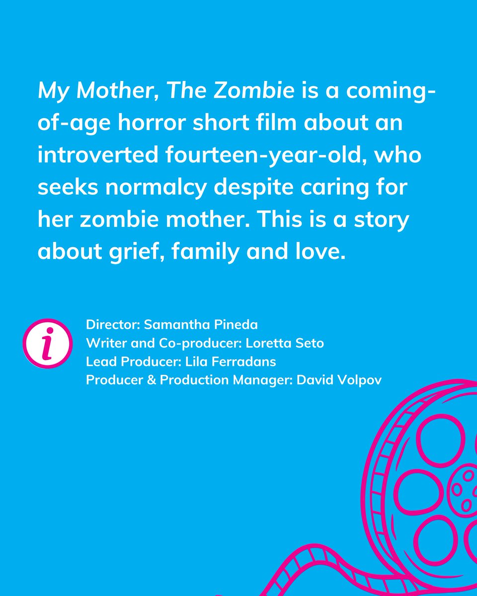 Meet the brains behind MY MOTHER, THE ZOMBIE.  🧠 🧟‍♀️ Swipe left for details on this spooky story told by (L-R) Loretta Seto, Samantha Pineda and David Volpov. 

Not pictured: Lila Ferradans, Producer