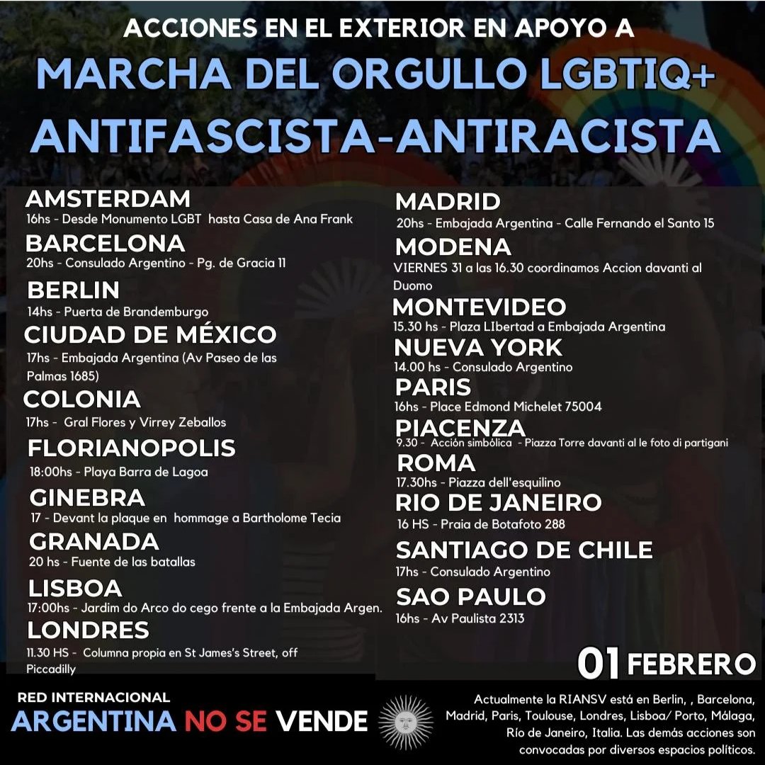 PeriodistasdArg's tweet photo. #1F Todas las ciudades del exterior dónde se marchará el sábado: https://t.co/PF6rRnoGRn
