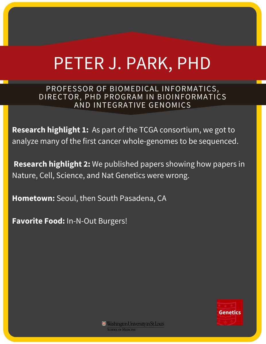 WashU Medicine Genetics (@washugenetics) on Twitter photo Join <a href="/WashUGenetics/">WashU Medicine Genetics</a> next Thursday (Feb. 13, 12pm CST) in Connor Auditorium when Dr. Peter Park <a href="/peter_j_park/">Peter J Park</a> presents “Detecting the mutational signature of homologous recombination deficiency in clinical samples”, hosted by Dr. Tim Schedl and Zitian Tang! Join <a href="/WashUGenetics/">WashU Medicine Genetics</a> next Thursday (Feb. 13, 12pm CST) in Connor Auditorium when Dr. Peter Park <a href="/peter_j_park/">Peter J Park</a> presents “Detecting the mutational signature of homologous recombination deficiency in clinical samples”, hosted by Dr. Tim Schedl and Zitian Tang!