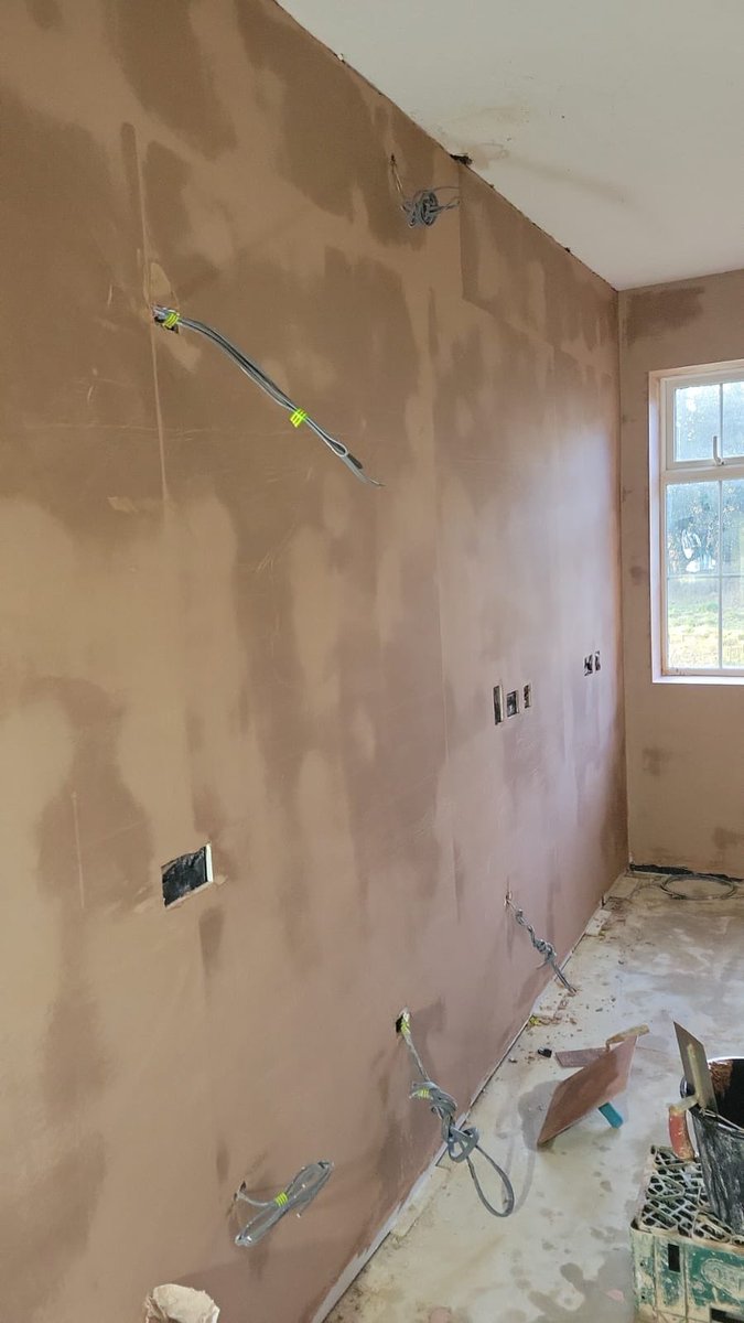 Kitchen in a current refurb all skimmed up #adamleeplasteringltd