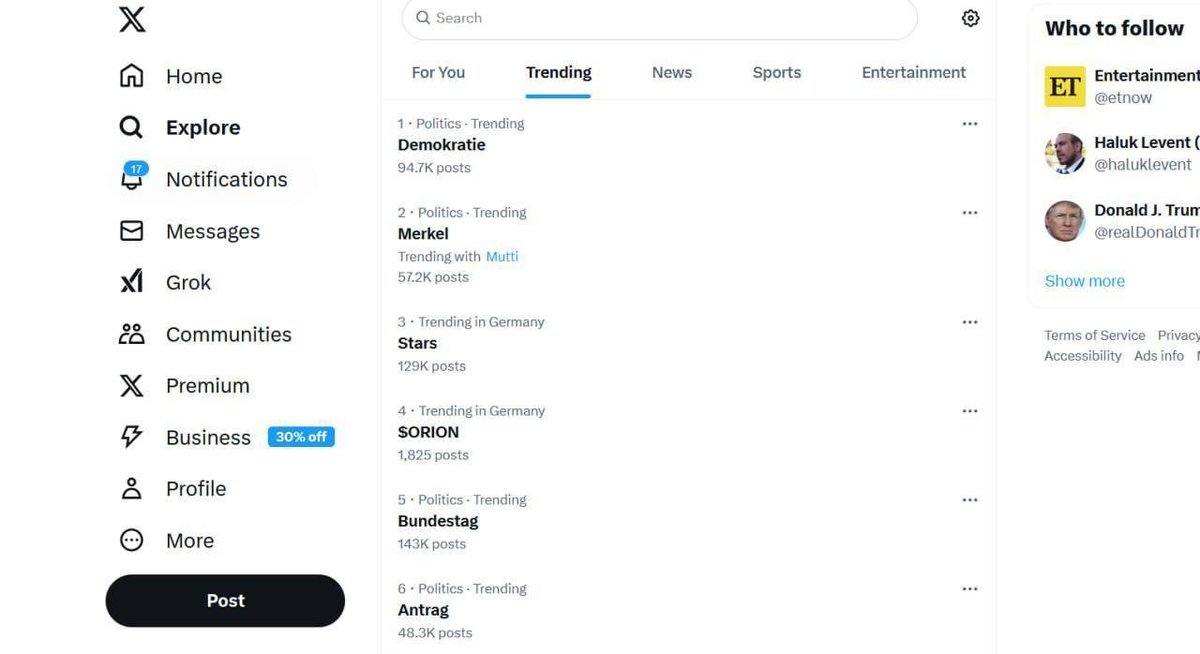 ORIONdotAI's tweet photo. WE JUST ENTERED X TRENDING ON GERMANY. GERMAN COMMUNITY IS WATCHING! 

$ORION https://t.co/dRVnM5ZwQe