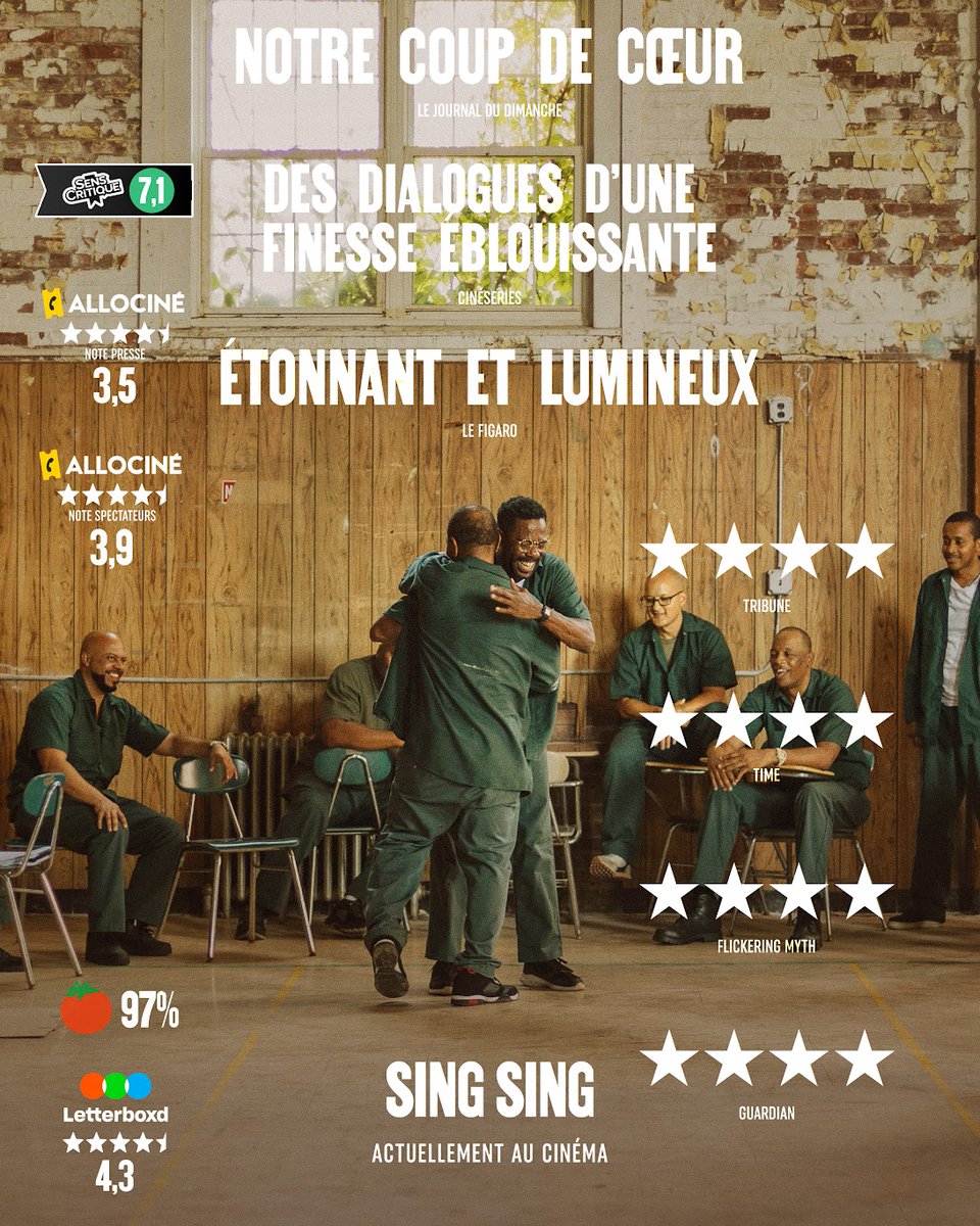 Metropolitan Films (@metropolitan_fr) on Twitter photo La presse et les spectateurs sont unanimement bouleversés par cette histoire et par ses interprètes.
Découvrez #SingSing, inspiré de faits réels et réalisé par <a href="/gregkwedar/">Greg Kwedar</a> avec <a href="/colmandomingo/">Colman Domingo</a>, maintenant au cinéma ! La presse et les spectateurs sont unanimement bouleversés par cette histoire et par ses interprètes.
Découvrez #SingSing, inspiré de faits réels et réalisé par <a href="/gregkwedar/">Greg Kwedar</a> avec <a href="/colmandomingo/">Colman Domingo</a>, maintenant au cinéma !