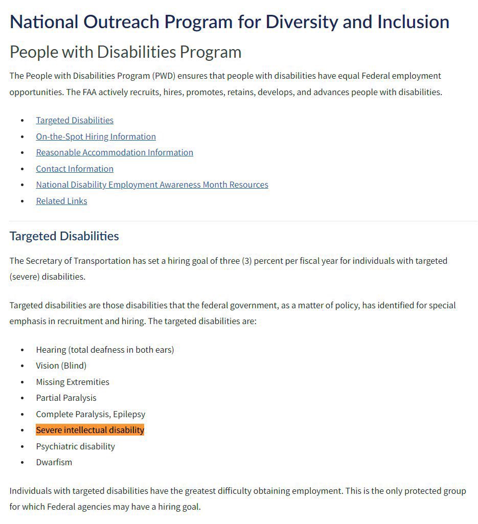 The Biden FAA wanted MORE people with severe  intellectual and psychiatric disabilities at the FAA. You can NOT make this sht up.