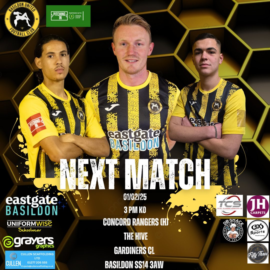 After 2 weeks away from The Hive and we are back at home against local rivals Concord Rangers this Saturday for a 3pm KO, we need your support more than ever. So hope you can join us this Saturday. The bar is open from 12 pm, and the DB Shack is selling some awesome food.
🐝🟡⚫️