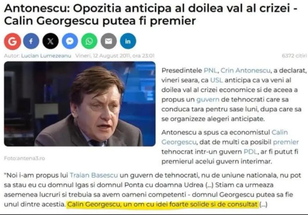CostinAndriess's tweet photo. In 2011, Crin Antonescu era unul dintre cei care il promovau pe Calin Georgescu ca premier. https://t.co/91rJ6rhpkH
