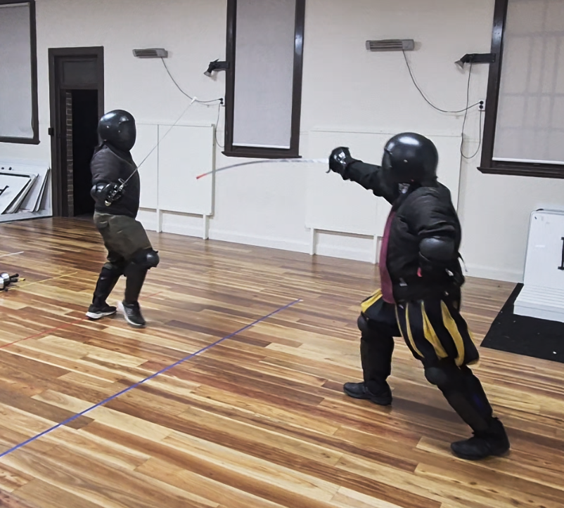 Schploop's tweet image. Sabre is fun. 
Shame I can't grow a moustache. 

#HEMA #historicalfencing #sparring #Sabres  #martialarts #duel #swords #swordfighting