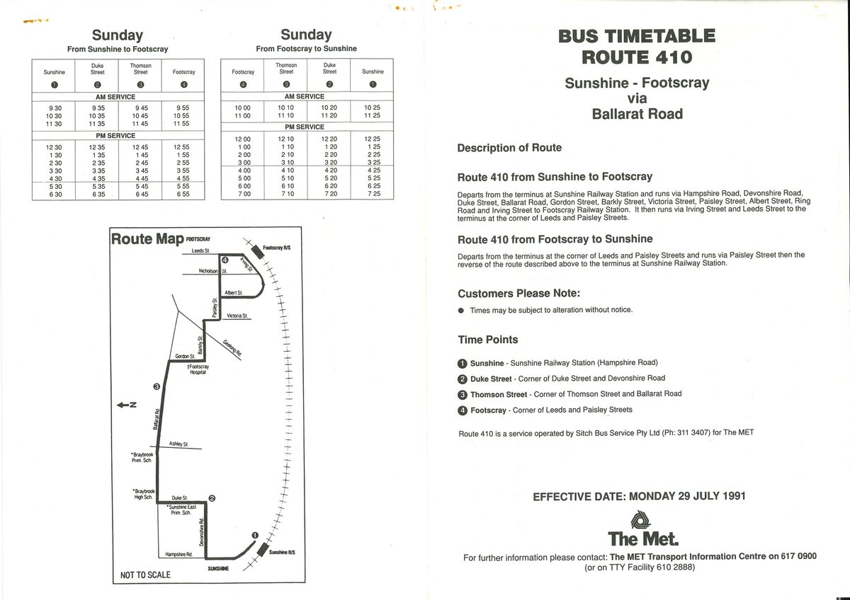 craig_halsall's tweet photo. @MelbOnTransit @hamhammer27 Similar story for the busy #410bus along Ballarat Rd through #Braybrook
Midnight finishes wound back to 9pm weeknights / 8pm Saturdays / 7pm Sundays
Public holiday service on 410 would then be deleted altogether in a round of March 1993 weekend cuts https://t.co/TCjENfHQO5