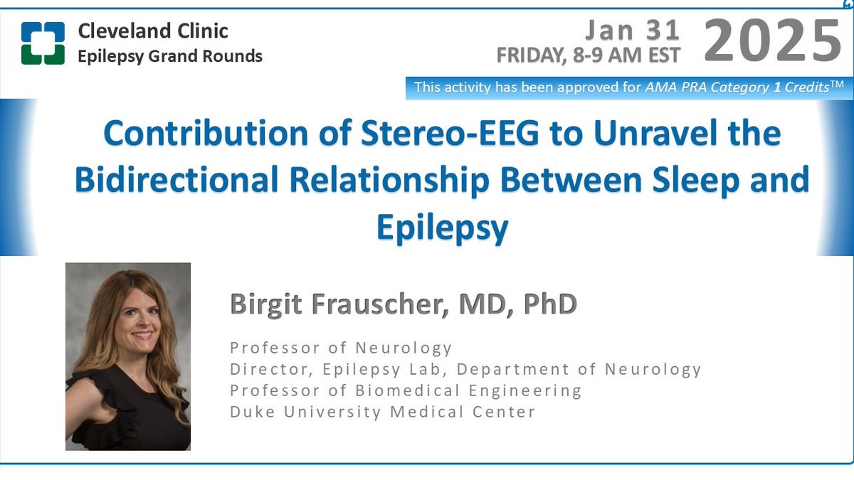 Join us on Jan 31, 2025, at 8:00 AM EST for a talk by Dr. Birgit Frauscher. She’ll discuss how SEEG reveals the bidirectional link between sleep &amp; epilepsy, offering insights to refine diagnostics &amp; improve outcomes.
Link: lnkd.in/gMTZRaJJ
#ClevelandClinic #SEEG