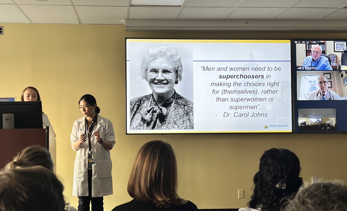 SteveMathaiMD's tweet image. Such a wonderful tribute to Carol Johns, MD. A world renowned expert in sarcoidosis and advocate for women in medicine, she had a remarkable career at Hopkins. Honored to have her mentees and son Jim Johns, MD speak about her legacy. @HopkinsPCCM @JHUPCCMFellows @OslerResidency
