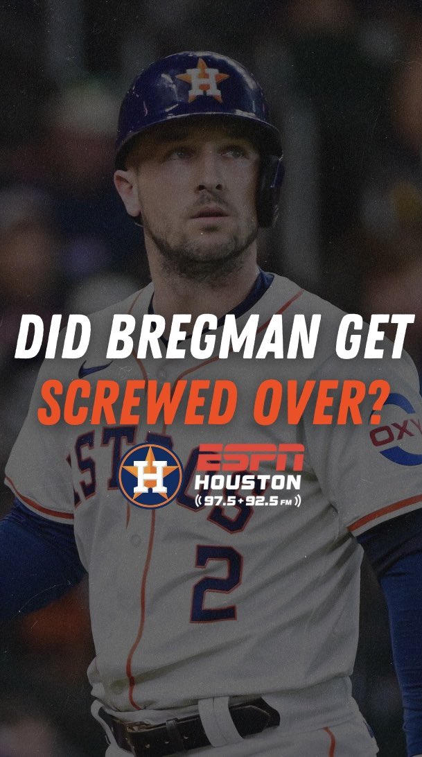espn975's tweet photo. Did ALEX BREGMAN and the ASTROS get screwed over by SCOTT BORAS? 😭⚾️😤
@PackManJoel @JeremyBranham 

#fyp #fypシ #foryou #reels #shorts #mlb #astros #houstonsstros #relentless #houston #espn #espnhouston #houstonsports #mlbupdate #astrosupdate #astrosnews #baseball #houstonbaseball #houstontexas #houstonastros #astros #houstonastros #alexbregman #danabrown #scottboras