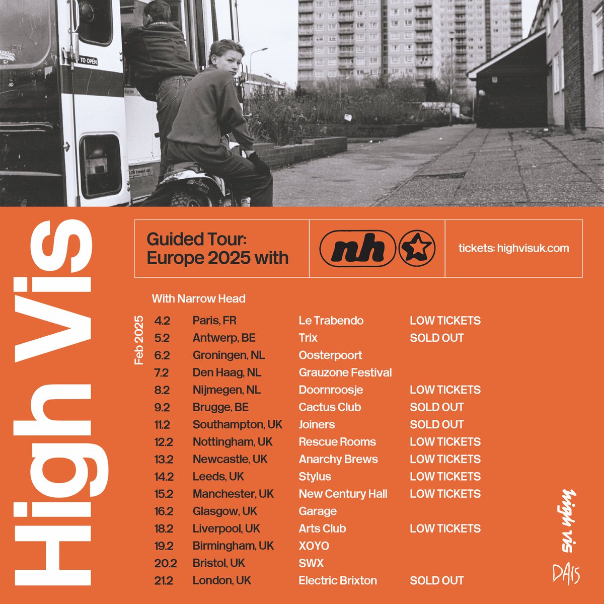 kicking off in Paris in a couple days with international rock icons high vis let’s get some dubs in the chat