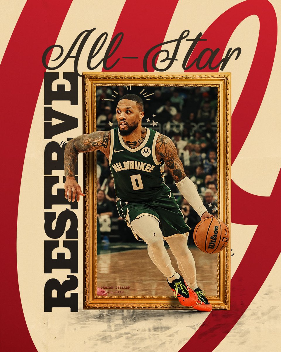 Bucks's tweet photo. Damian Lillard, 9x All-Star.

Congratulations, Dame! https://t.co/AjAPqgNw3M