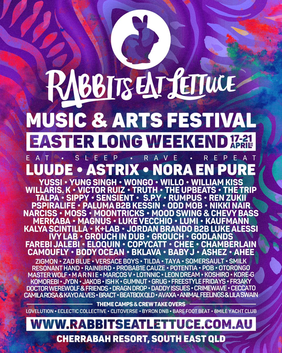 Excited to head back to Australia this April for the incredible festival @rabbitseatlettuce!! 🐇🥬
It’s been way too long so we can’t wait to return!Stay tuned for more dates being announced soon…🦘🌏🐨