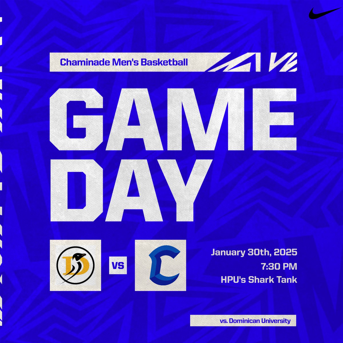 GAMEDAY ❗️❗️ MOVED TO HPU’s SHARK TANK DUE TO INCLEMENT WEATHER ❗️ 

🆚 Dominican (CA)
⏰ 7:30 PM
📺 portal.stretchinternet.com/chaminade/
📊 goswords.com/sidearmstats/m…
📍Shark Tank
