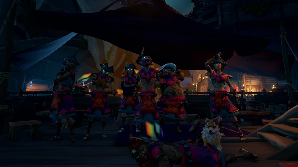 Thursday sail with @eBacon1_ <a href="/DivAndInc/">Div_And_Inc</a> &amp; <a href="/FirmJigglypuff/">FirmJigglypuff</a> on the Pride boat. A great session that ended up bumping in to ShikMypants, <a href="/MthrOfChkns/">MotherOfChickens</a> &amp; <a href="/gosfather/">Gosfather</a> for a show down! Pride boat won over the pleb-ship. 😅🏴‍☠️💜
#SeaOfThieves #BeMorePirate #BeMoreCult #BeMorePride