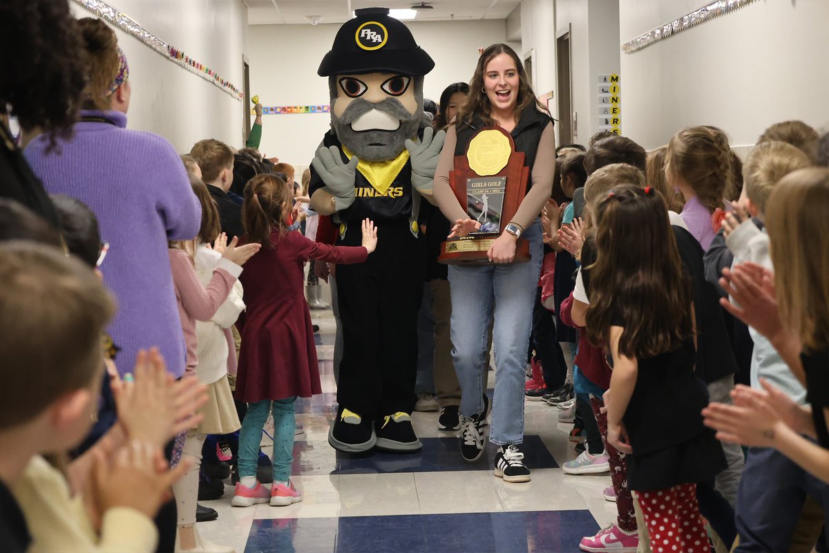 PRA_Miners's tweet photo. PRA introduced a new tradition Thursday, the Walk of Champions, honoring our two HS programs (girls golf and girls cheer) that won Class 3A State Championships in 2024!! 🖤🏆💛 #PRAMiners #K12OnPurpose https://t.co/jKauhDnAyd