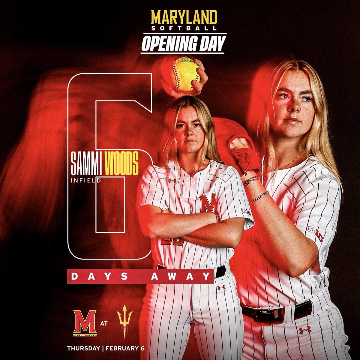 TerpsSoftball's tweet photo. 𝟔 𝒅𝒂𝒚𝒔 🥎

Just six days away until we kick off our season in Tempe! 🏜️🌵 

#FearTheTurtle https://t.co/ycFujCqJkX