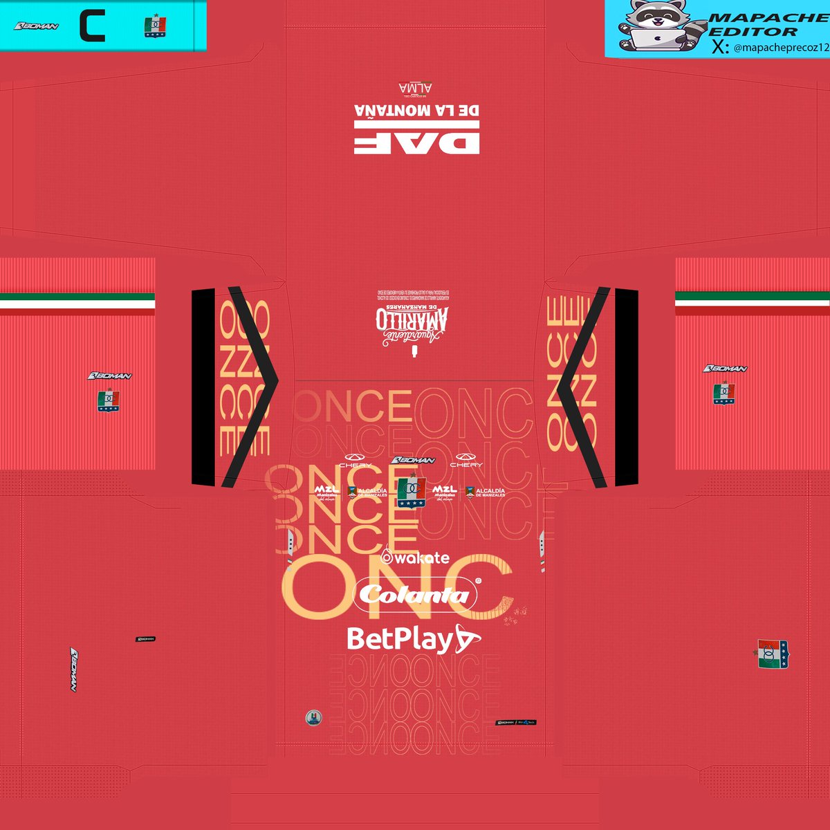 mapacheprecoz12's tweet photo. KITS PES 2021- Once Caldas 2025, Home, Away,Third y Gk https://t.co/rmvBrxvvLu