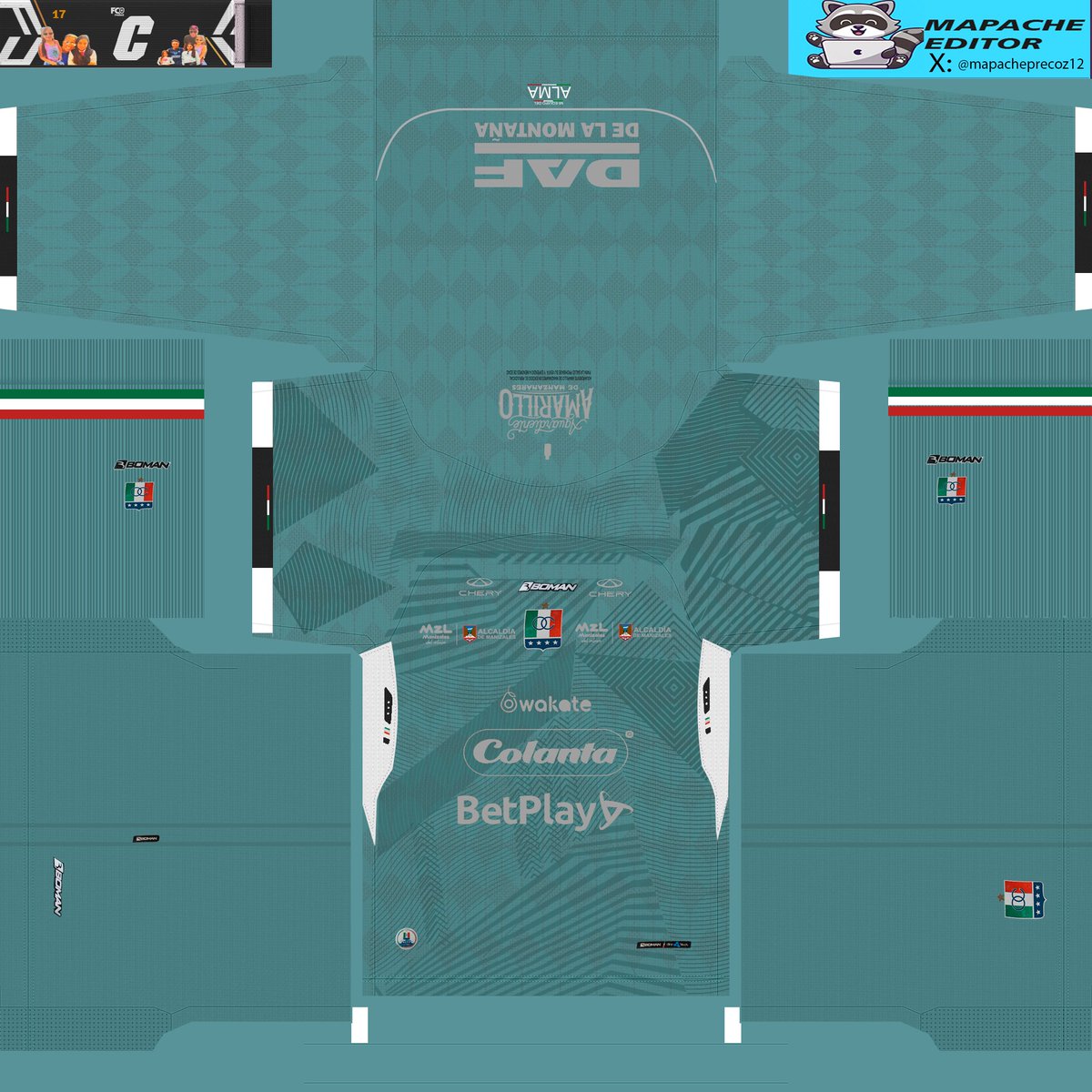 mapacheprecoz12's tweet photo. KITS PES 2021- Once Caldas 2025, Home, Away,Third y Gk https://t.co/rmvBrxvvLu