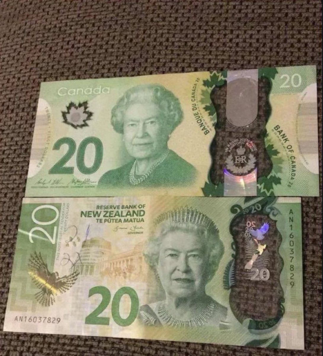 헐 캐나다달러랑 뉴질랜드달러 비슷한 거 몰랏슴 진짜 비슷하네 저 필름재질마저도