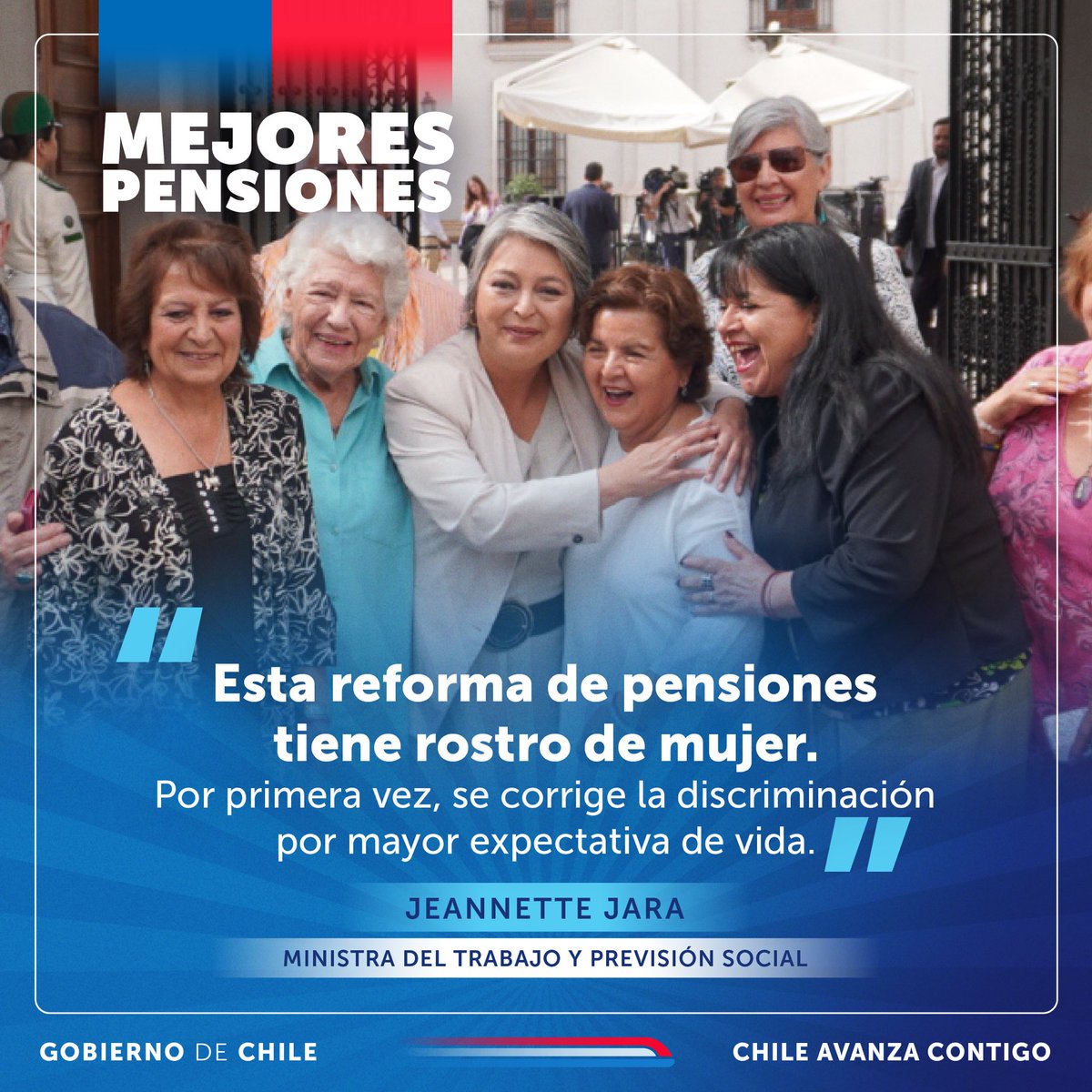 🇨🇱 La reforma previsional del Gobierno aprobada por el Congreso beneficiará directamente a las mujeres. La nueva compensación entregada por el Seguro Social por la mayor expectativa de vida equiparará sus pensiones con los hombres si se jubilan a los 65 años con el mismo ahorro.