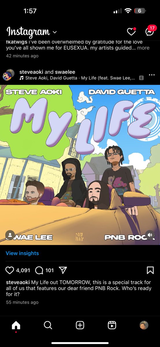 Man this song special Rip pnb  Tomorrow Swae x David Guetta x Steve Aoki x Pnb Rock 🤘