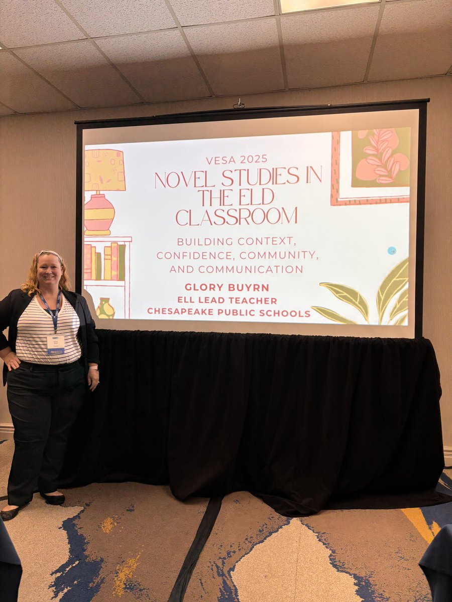 Holly Sawyer (@hollysawyeresl) on Twitter photo Excited for this session on novel studies in the ELD classroom from Chesapeake’s own Glory Buyrn! <a href="/cpschoolsva/">𝘾𝙝𝙚𝙨𝙖𝙥𝙚𝙖𝙠𝙚 𝙋𝙪𝙗𝙡𝙞𝙘 𝙎𝙘𝙝𝙤𝙤𝙡𝙨</a> <a href="/IRHBraves/">Indian River Braves</a> <a href="/VirginiaESLSA/">Virginia EL Supervisors' Association</a> <a href="/glorylcb/">Glory Carnes Buyrn</a> #VESA2025 ❤️ Excited for this session on novel studies in the ELD classroom from Chesapeake’s own Glory Buyrn! <a href="/cpschoolsva/">𝘾𝙝𝙚𝙨𝙖𝙥𝙚𝙖𝙠𝙚 𝙋𝙪𝙗𝙡𝙞𝙘 𝙎𝙘𝙝𝙤𝙤𝙡𝙨</a> <a href="/IRHBraves/">Indian River Braves</a> <a href="/VirginiaESLSA/">Virginia EL Supervisors' Association</a> <a href="/glorylcb/">Glory Carnes Buyrn</a> #VESA2025 ❤️