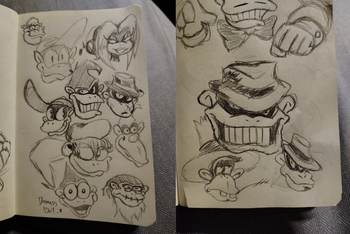 <a href="/MrSnappyeagle/">𝖘𝖓𝖆𝖕𝖕𝖞💥</a> I plan to do my own takes on the Donkey Kong cast soon so I've been sketching a few of these fellas out. DK's just been on my mind lately

I'm very happy with how my take on Candy and Bluster Kong turned out