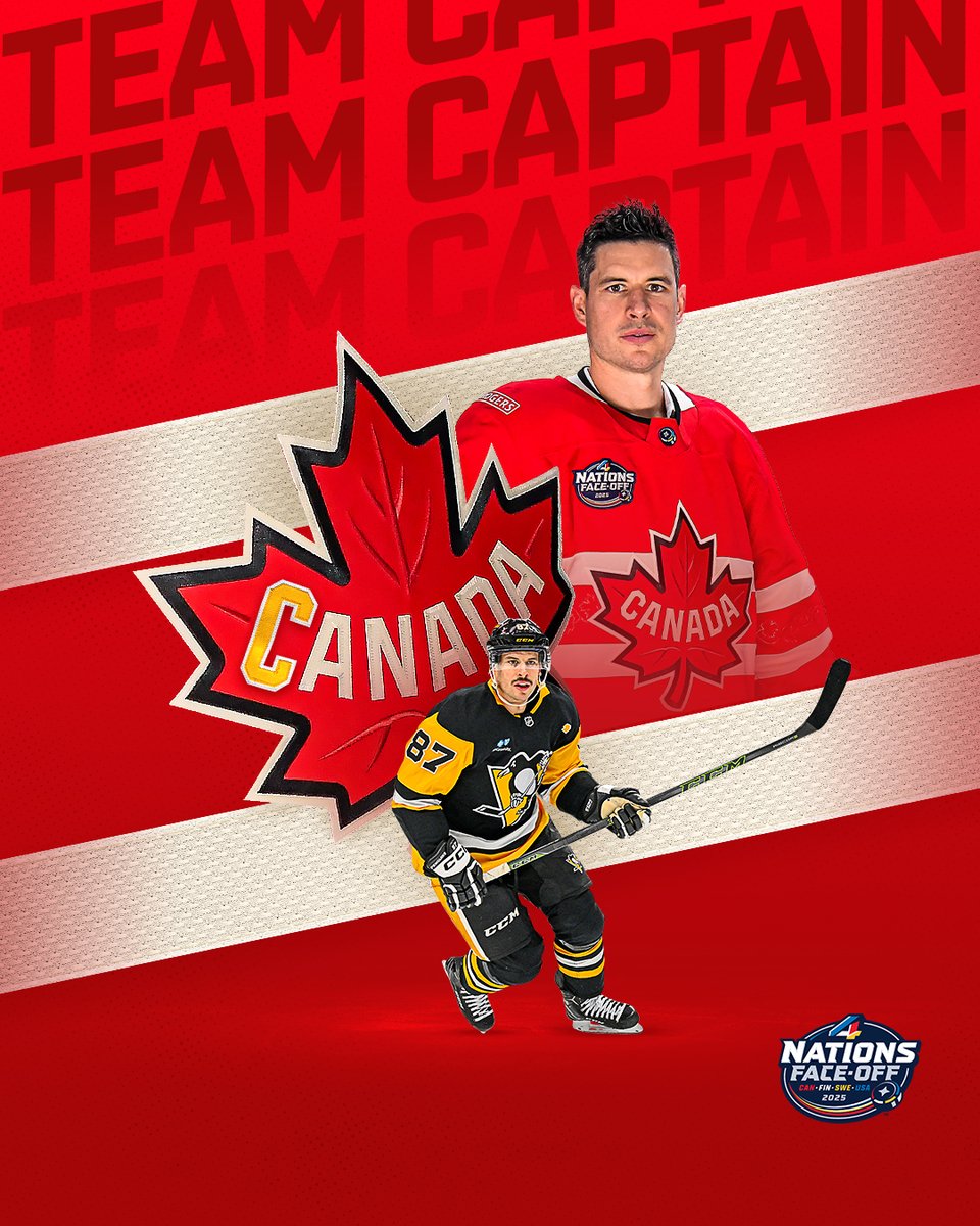 Captain. Leader. Legend. 🇨🇦

Sidney Crosby has been named Captain of Team Canada at #4Nations.
