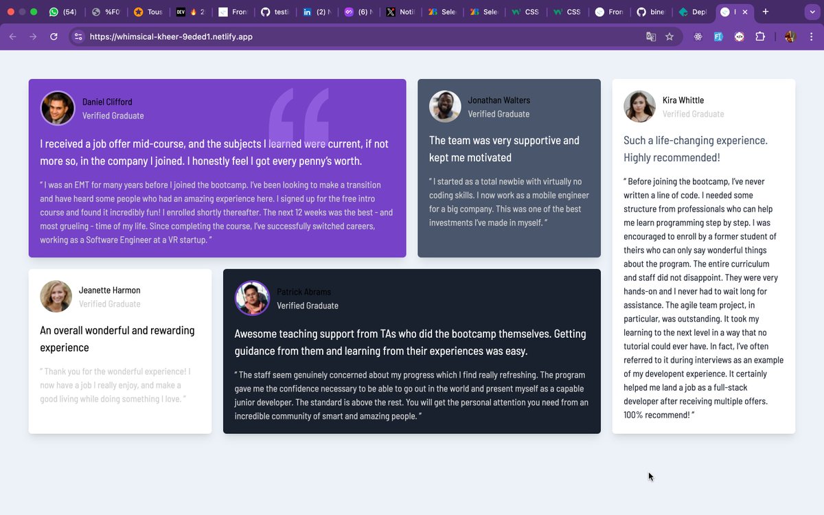 MissGaye98's tweet image. Challenge relevé avec succès ! 🚀 La maîtrise de CSS Grid est indispensable pour un développeur web moderne, non seulement pour créer des mises en page complexes, mais aussi pour améliorer le référencement en optimisant la structure du contenu. #CSSGrid  #WebDev #Frontend