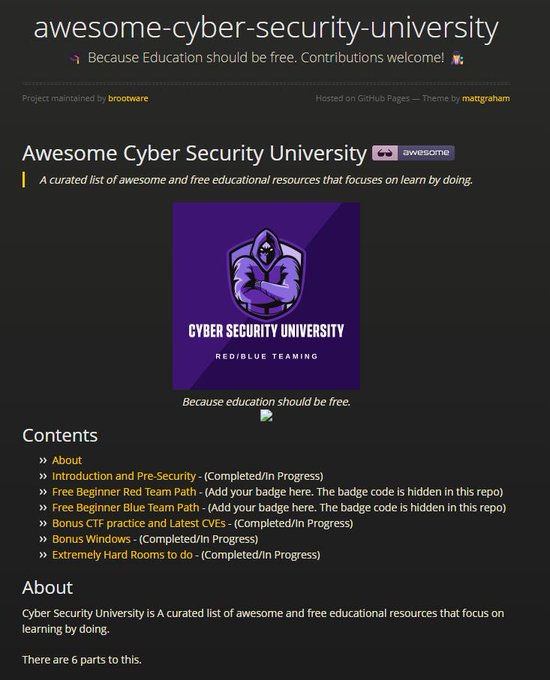 0xharshleen's tweet photo. Free resources to get started into Cybersecurity!🚀🛡️
🔗https://t.co/6gfVQNQVxU https://t.co/v1XxlNKj2X