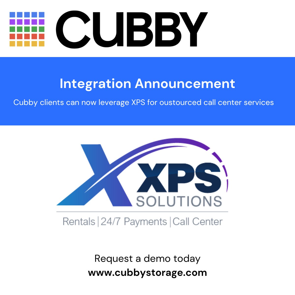 CubbyStorage's tweet image. Excited to announce Cubby clients can now leverage @XPSSolutionsUSA for their outsourced call center needs!
