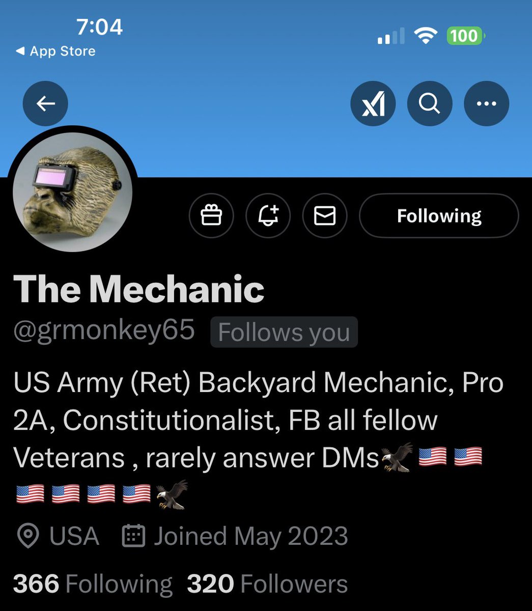 Conservative Cat (@lynnhall268) on Twitter photo Please give <a href="/grmonkey65/">The Mechanic</a> a follow and a repost or shoutout to show our appreciation for his service.
US Army Retired
Thank you for your service. We appreciate you. Please give <a href="/grmonkey65/">The Mechanic</a> a follow and a repost or shoutout to show our appreciation for his service.
US Army Retired
Thank you for your service. We appreciate you.