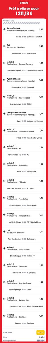 "Artem Dovbyk, Oui, + de 0,5, Ayoub El Kaabi, ..." : Copie mon pari!
betclic.fr/bet/1zll9c8u

Moins gros que hier, mais carrément possible