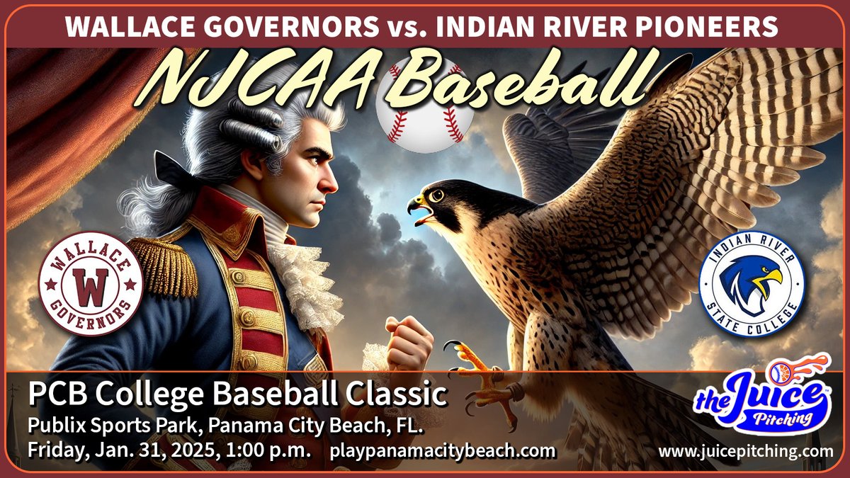 The Juice Pitching Team (@thejuicepitchin) on Twitter photo Tommorow <a href="/Play_PCB/">Publix Sports Park</a> ...Showdown in PCB! <a href="/Visit_PCB/">Visit_PCB</a>; <a href="/govbaseball/">Wallace-Dothan Baseball</a> take on <a href="/IRSCAthletics/">Indian River State College Athletics</a> at the PCB College Baseball Classic. Good Luck to our <a href="/Thejuicepitchin/">The Juice Pitching Team</a> guys, Governors <a href="/JakeMurphyLHP/">Jake Murphy</a> & <a href="/masonkocz/">Mason Koczwara</a> and Pioneeer <a href="/Michael2malone/">Michael Malone</a> in the tourney! π₯ First Pitch: 1 pm, Jan. 31, Tommorow <a href="/Play_PCB/">Publix Sports Park</a> ...Showdown in PCB! <a href="/Visit_PCB/">Visit_PCB</a>; <a href="/govbaseball/">Wallace-Dothan Baseball</a> take on <a href="/IRSCAthletics/">Indian River State College Athletics</a> at the PCB College Baseball Classic. Good Luck to our <a href="/Thejuicepitchin/">The Juice Pitching Team</a> guys, Governors <a href="/JakeMurphyLHP/">Jake Murphy</a> & <a href="/masonkocz/">Mason Koczwara</a> and Pioneeer <a href="/Michael2malone/">Michael Malone</a> in the tourney! π₯ First Pitch: 1 pm, Jan. 31,