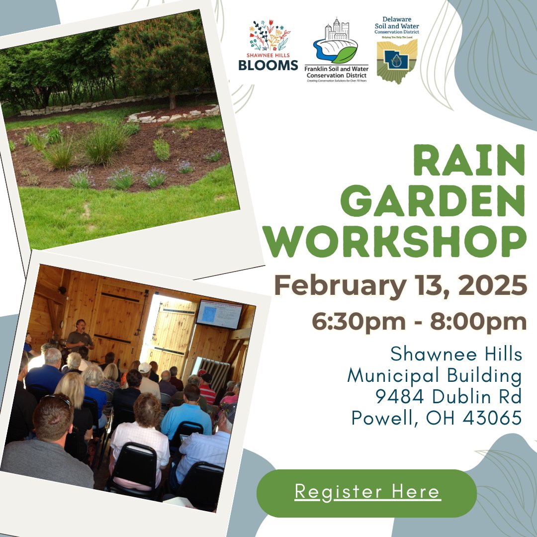 Join us for this Rain Garden Workshop in Shawnee Hills, two weeks from today! You will learn about the benefits of rain gardens, and the basic principles of installing your own.

Register Here: signupgenius.com/go/10C0E44A8AE…