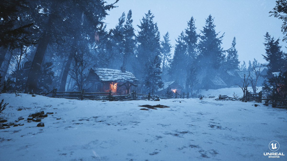 scionti_design's tweet photo. Enhancing one of my old projects with latest
Unreal Engine 5.5.2 Lumen Nanite ❄️❄️🥶
Lighting Snow and Volumetric Fog Mist with Sky Creator. 
Assets from Quixel, the terrain and path was created inside Unreal using sculp tool and insert and brushed trees from Mawi
Running on RTX4090 ingame 60fps 4k native 

4k Video Youtube 👇

https://t.co/gcJiwtrnk5

More details of project on Artstation 👇

https://t.co/I3aPciQ2cI

#ue4 #ue5 #ingame #realism #photoreal #forest #UnrealEngine5 #lumen 
#UnrealEngine #unrealengine4 #photorealism #photorealistic #photoreal #quixel #environment #forest #village #realtime #pbl #3d #ingame #videogames #videogame #megascans #forestpath #sky #cloudy #rtx4090 #nvidia @UnrealEngine @80Level @ArtStationHQ @quixeltools
