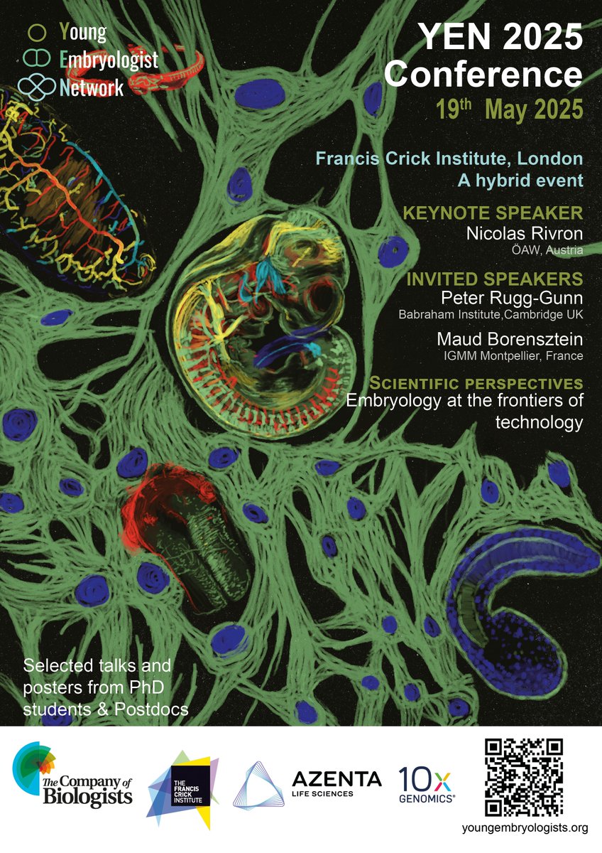 Young Embryologist Network (@yen_community) on Twitter photo Registration and abstract submission for YEN 2025 is officially open!
We are looking forward to seeing you at the 17th Young Embryologist Network Conference on the 19th May 2025.
Attendence is FREE thanks to our amazing sponsors: <a href="/Co_Biologists/">The Company of Biologists</a> <a href="/10xGenomics/">10x Genomics</a> <a href="/AzentaSciences/">Azenta Life Sciences</a> Registration and abstract submission for YEN 2025 is officially open!
We are looking forward to seeing you at the 17th Young Embryologist Network Conference on the 19th May 2025.
Attendence is FREE thanks to our amazing sponsors: <a href="/Co_Biologists/">The Company of Biologists</a> <a href="/10xGenomics/">10x Genomics</a> <a href="/AzentaSciences/">Azenta Life Sciences</a>