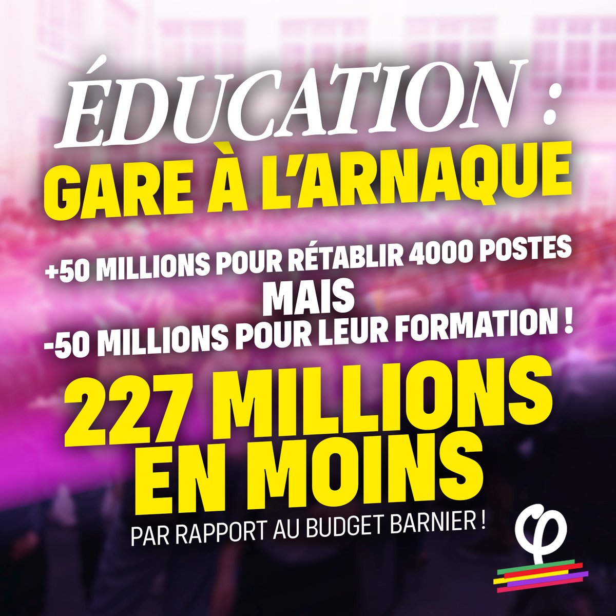 Aurelien_Le_Coq's tweet image. 🔴 ARNAQUE À LA #CMP : L’#ÉDUCATION SACRIFIÉE

50 millions pour « rétablir » 4000 postes
MAIS
50 millions en - pour leur formation!

▶️ 227 millions de budget EN MOINS pour l’Éducation nationale par rapport à Barnier!

Comment expliquer le vote POUR des socialistes d'un tel vol ?