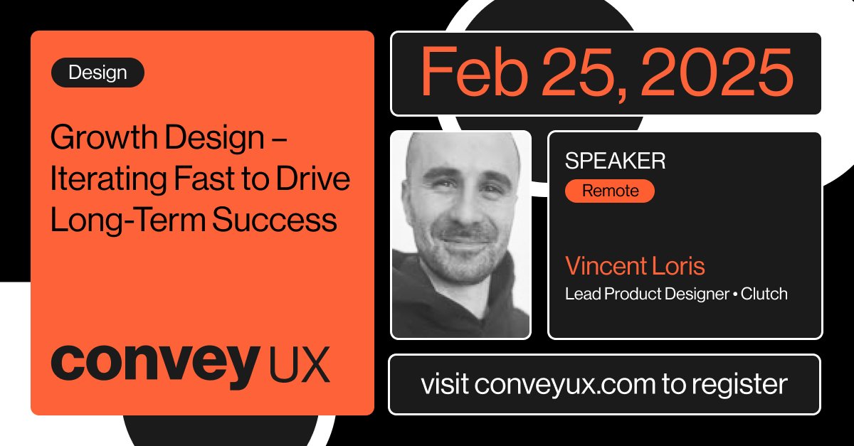 Join growth design expert Vincent Loris at #ConveyUX to discover how data-driven UX can supercharge your product's growth through real-world case studies and growth design frameworks. 🚀 Learn more: conveyux.com/sessions/growt…