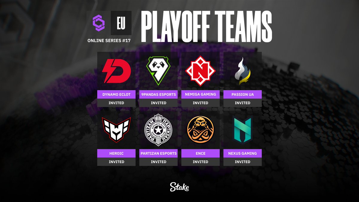 Champion of Champions Tour CS2 (@cct_cs) on Twitter photo π£ EU17 PLAYOFFS π¨ (2/3)
<a href="/dynamoeclot/">Dynamo Eclot</a>
<a href="/9pandasgg/">9Pandas Esports</a>
<a href="/nemigagg/">Nemiga Gaming</a>
<a href="/PassionuaGG/">PassionUA.gg</a>
<a href="/heroicgg/">HEROIC</a>
<a href="/esportspartizan/">Partizan Esports</a>
<a href="/ENCE/">ENCE</a>
<a href="/NexusGamingRo/">Nexus Gaming</a> π£ EU17 PLAYOFFS π¨ (2/3)
<a href="/dynamoeclot/">Dynamo Eclot</a>
<a href="/9pandasgg/">9Pandas Esports</a>
<a href="/nemigagg/">Nemiga Gaming</a>
<a href="/PassionuaGG/">PassionUA.gg</a>
<a href="/heroicgg/">HEROIC</a>
<a href="/esportspartizan/">Partizan Esports</a>
<a href="/ENCE/">ENCE</a>
<a href="/NexusGamingRo/">Nexus Gaming</a>