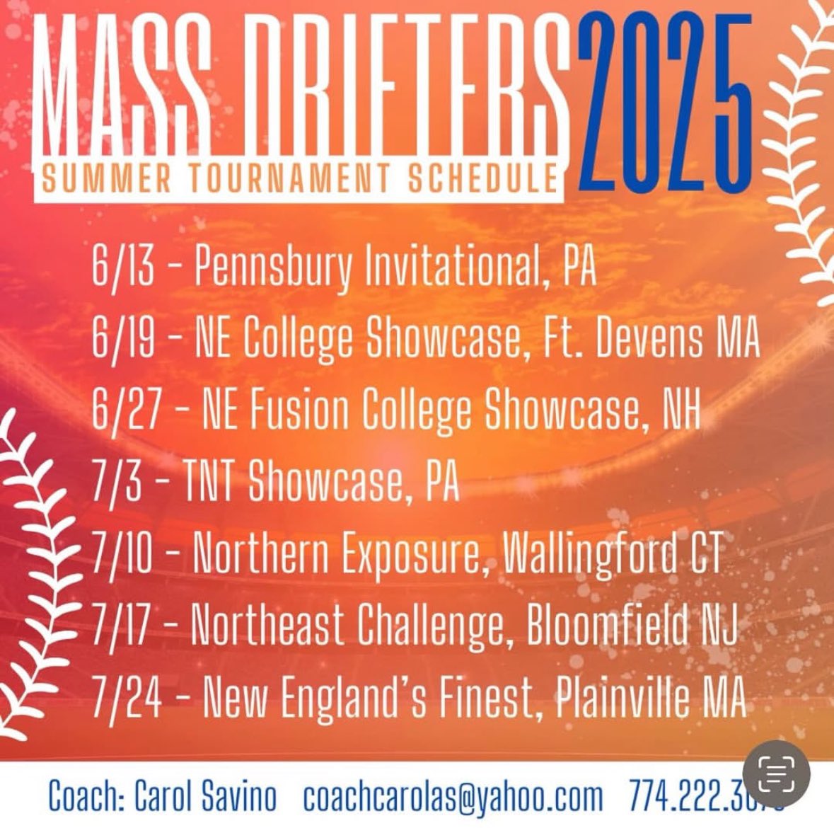 Natalia Faria 2027 summer schedule! I hope to see some familar faces!