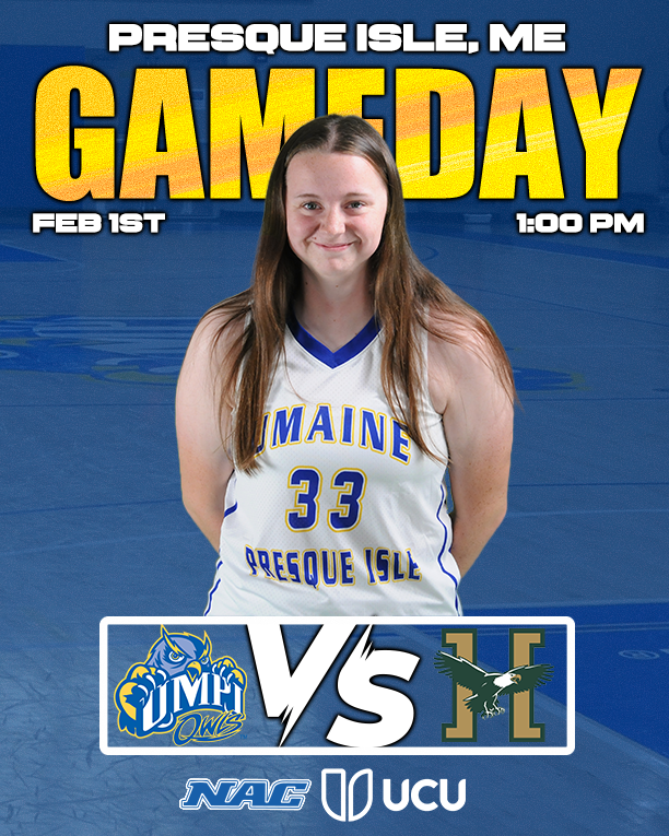 UMPIOwls (@umpiathletics) on Twitter photo GAMEDAY
UMPI Women's Basketball matches up with the <a href="/HussonUEagles/">Husson Eagles</a> in a <a href="/nacathletics/">North Atlantic Conference (NAC)</a> game located in Presque Isle, Maine.
Tip Off in the Wieden Gym starts at 1:00 PM
For Live Video or Live Stats, check out our website: owls.umpi.edu
#umpiowls GAMEDAY
UMPI Women's Basketball matches up with the <a href="/HussonUEagles/">Husson Eagles</a> in a <a href="/nacathletics/">North Atlantic Conference (NAC)</a> game located in Presque Isle, Maine.
Tip Off in the Wieden Gym starts at 1:00 PM
For Live Video or Live Stats, check out our website: owls.umpi.edu
#umpiowls