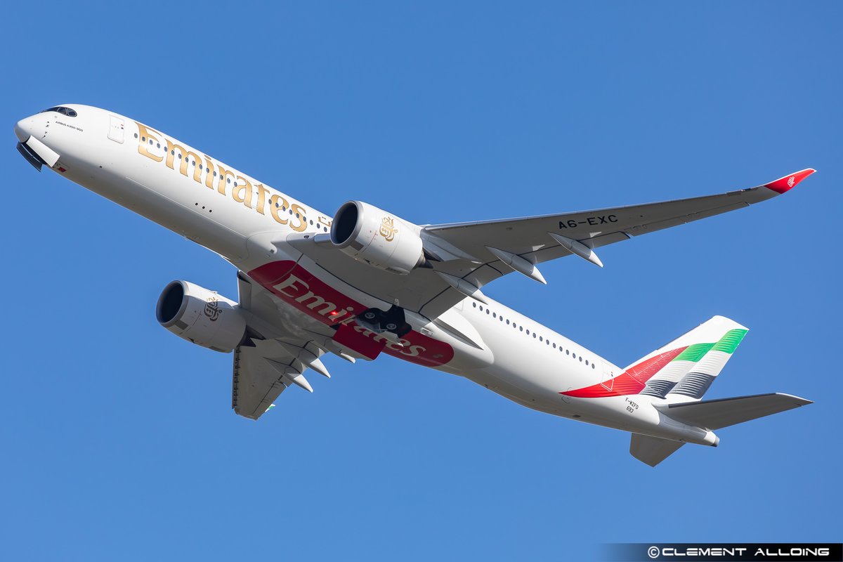 CAlloing's tweet photo. Let's go for her 2nd test flight this afternoon,  #A6EXC the 3rd @Airbus #A350 for @emirates at #Toulouse #Airport ! #AIB02FD on @AirNavRadar #Avgeeks #Avgeek https://t.co/B4bxnz8BMk