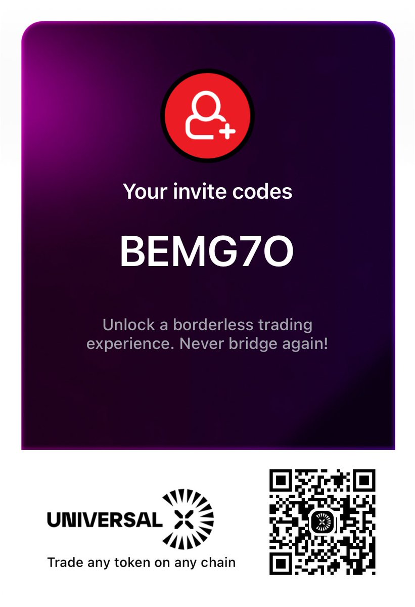 I'm trading on UniversalX, the first chain-agnostic trading platform. Join via universalx.app/user/x/RyanFau… and never bridge again! 
 #UniversalX #Particle