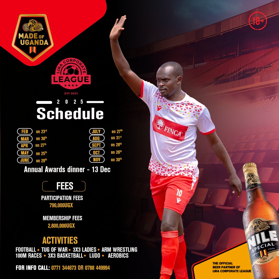 gazellecorpclub's tweet photo. Looking for a league that’s impactful, reliable, and developmental? Join #LiraCorporateLeague, where networking meets competition and sports fuel corporate social responsibility. Be part of a movement that goes beyond the game.
#LiraCorporateLeague #BeyondGames
#LiveNotSurvive https://t.co/BqieDmRKKw