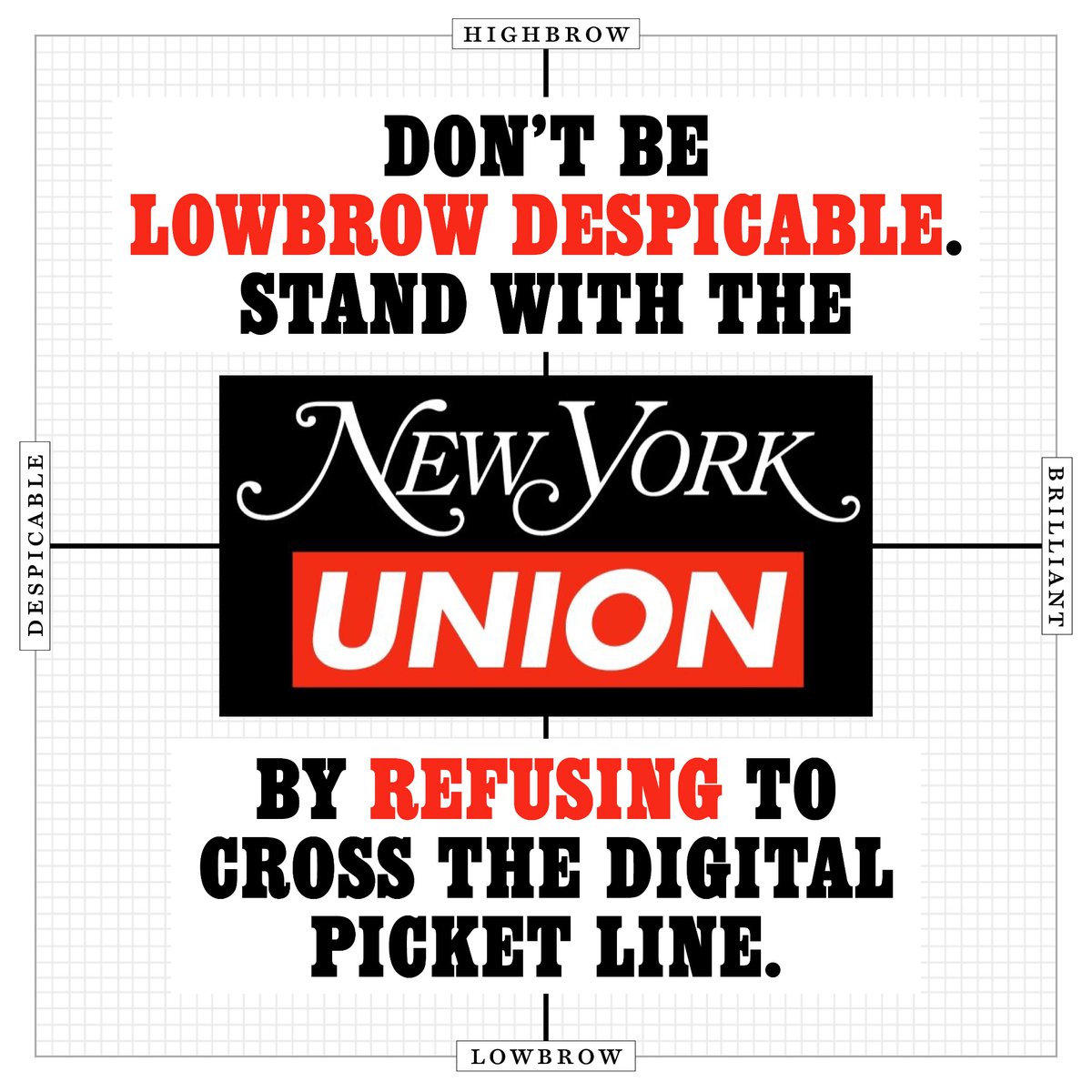 ZohranKMamdani's tweet photo. I stand with @NYMagUnion and will not to cross the digital picket line if owners Vox Media don't settle a fair contract. 

Take the pledge here: https://t.co/rGsY2VPmm1 https://t.co/CXO8ooScPE